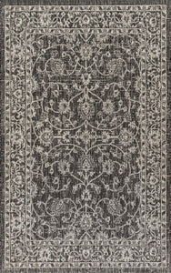 Palazzo Vine Border Textured Weave Indoor /Outdoor Area Rugs Black/Gray