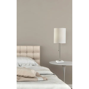 Porch & Den Atlantic Marble Base/White Fabric Shade Table Lamp