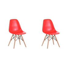 Adult Eiffel Style Plastic Dining Chair With Wooden base (set of Two)