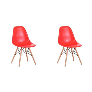 Adult Eiffel Style Plastic Dining Chair With Wooden base (set of Two)