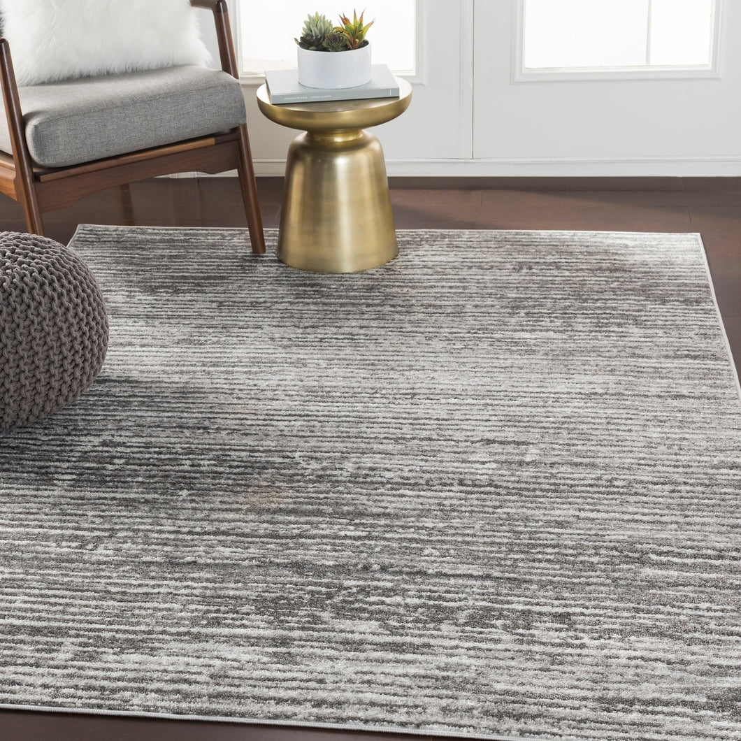 Contemporary Gray Stripes Area Rug