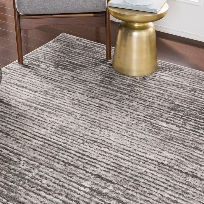 Contemporary Gray Stripes Area Rug