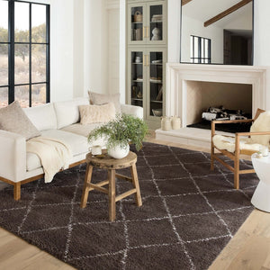 Kazi Modern Trellis Shag Soft Area Rug