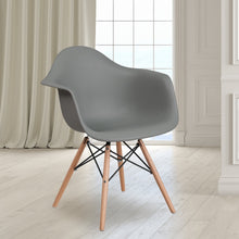Alonza Series Moss Gray Plastic Chair with Wooden Legs - Orange