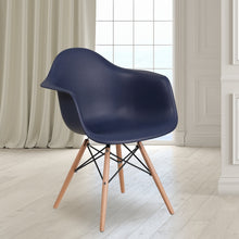Alonza Series Moss Gray Plastic Chair with Wooden Legs - Orange