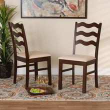 Amara Mid-Century Modern 2-Piece Dark Brown Wood Dining Chair Set