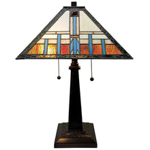 Tiffany Style Table Lamp Mission 21" Tall Stained Glass White Decor Bedroom Office Handmade Gift Amora Lighting