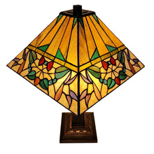 Tiffany Style Table Lamp Mission 22" Tall Stained Glass White Decor Night Stand Bedroom Handmade Amora Lighting