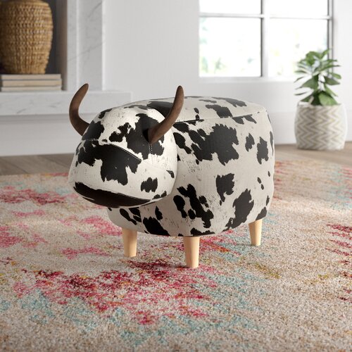 Cow Shape Velvet Ottoman