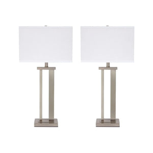 Signature Design by Ashley Aniela Silver and White Table Lamp (Set of 2)