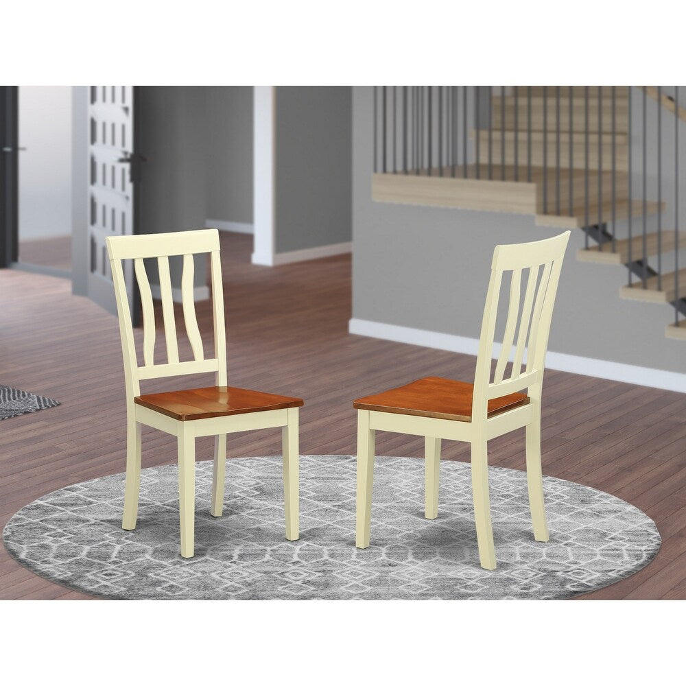 East West Furniture Antique Two-tone Dining Chairs (Set of 2) - ANC-WHI-W