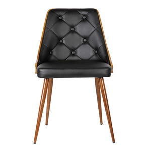Armen Living Lily Walnut/Black Faux Leather Mid-century Dining Chair