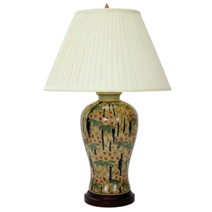 Handmade Verdant Glazed Porcelain Vase Lamp with Shade - 16"W x 16"D x 25"H