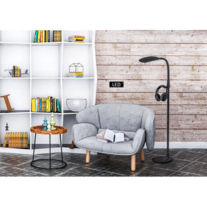 Artiva PRO-Vision Full Spectrum LED Floor Lamp with Accessory Hangers & Reading Magnifier, 62"H, Black
