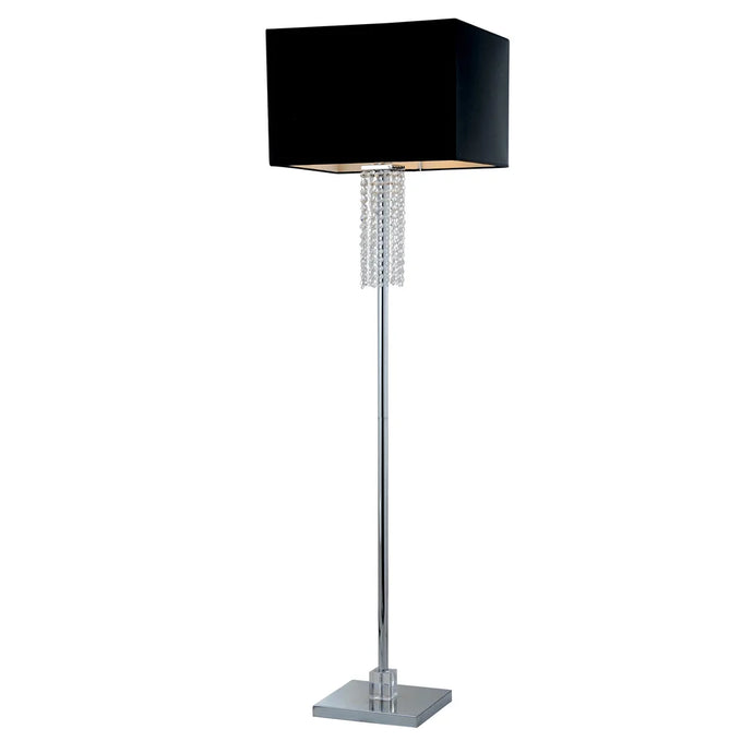 Artiva USA Adelyn 63-inch Square Modern Chrome and Black Crystal Floor Lamp