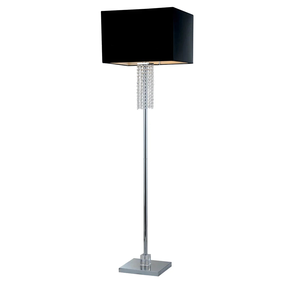 Artiva USA Adelyn 63-inch Square Modern Chrome and Black Crystal Floor Lamp