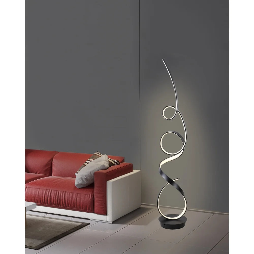 Unique Modern Integrated LED Matte Black Floor Lamp - 63.00