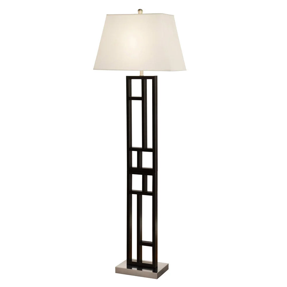 Artiva USA Perry 64-inch Geometric-sculptured, Black and Brushed Steel Finished Floor Lamp