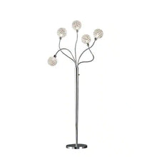 Artiva USA SOHO 65"H Modern 5-Light Brushed Steel Crystal Balls Floor Lamp with Dimmer