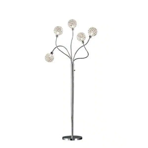 Artiva USA SOHO 65"H Modern 5-Light Brushed Steel Crystal Balls Floor Lamp with Dimmer