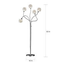 Artiva USA SOHO 65"H Modern 5-Light Brushed Steel Crystal Balls Floor Lamp with Dimmer