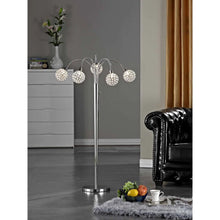 Artiva USA SOHO 65"H Modern 5-Light Brushed Steel Crystal Balls Floor Lamp with Dimmer