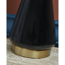 Ashley Furniture Ackson Black & Brass Ceramic Table Lamps (Set of 2) - 12"W x 12"D x 23"H