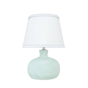 Aspen Creative 14-1/2" High Ceramic Table Lamp, Light Blue and Hardback Empire Shaped Lamp Shade White, 10" Wide