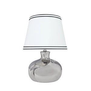 Aspen Creative 14-1/2" High Ceramic Table Lamp, Plated Nickel and Hardback Empire Shaped Lamp Shade White, 10" Wide