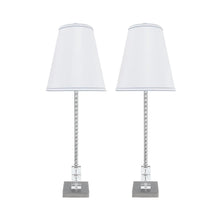 Aspen Creative 2 Pack Set - 30" High Metal & Crystal Table Lamp Pewter Finish and Hardback Empire Lamp Shade Off White 10" Wide