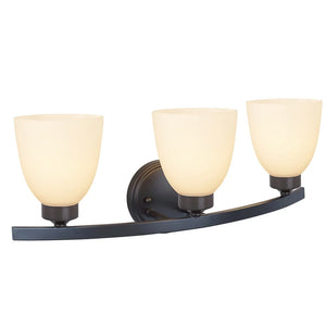 Aspen Creative Three-Light Metal Bathroom Vanity Wall Light Fixture, 21" Wide, Transitional Design in Oil Rubbed Bronze