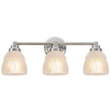 Aspen Creative Three-Light Metal Bathroom Vanity Wall Light Fixture, 22" Wide Satin Nickel with Faux Alabaster Glass Shade