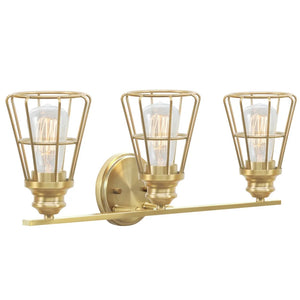 Aspen Creative Three-Light Metal Bathroom Vanity Wall Light Fixture, 24" Wide, Transitional Design in Antique Brass