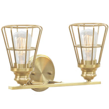 Aspen Creative Two-Light Metal Bathroom Vanity Wall Light Fixture, 16" Wide, Transitional Design in Antique Brass