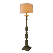 Bourgault - Antique French Farmhouse Floor Lamp - Olive Green Finish - Heather Oatmeal Empire Shade