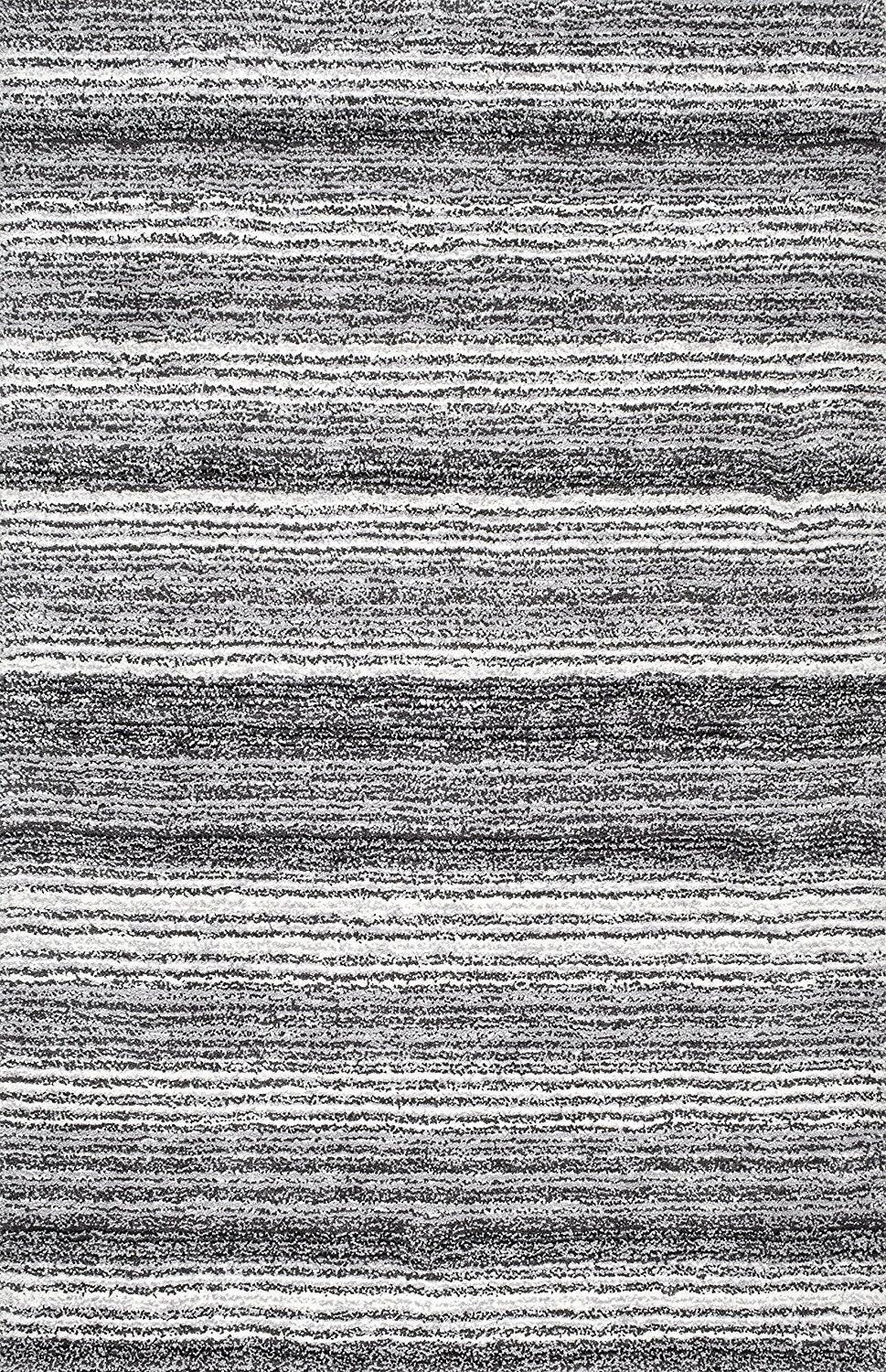 Premium Handmade Striped Gray Plush Shag Area Rugs
