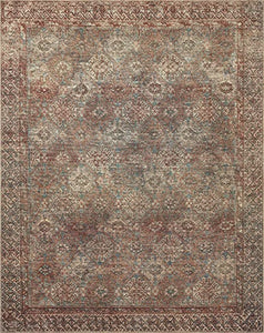 Amber Lewis x Loloi Billie Collection BIL-01 Ink / Salmon, Traditional 7'-6" x 9'-6" Area Rug