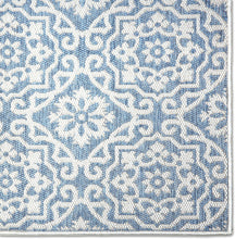Damask Pattern Blue Grey Indoor/Outdoor Area Rug - UV/Weather Resistant
