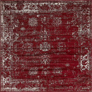 Vintage Distressed Bordered Burgundy Area Rugs