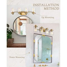 Bathroom Vanity Lights, Farmhouse Vintage Wall Lamp Lighting Fixture with Clear Glass Shades, Champagne Bronze Finish
