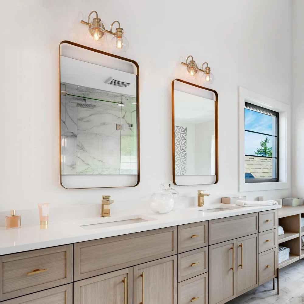 Glam Black Bathroom with Gold Hardware - Transitional - Bathroom