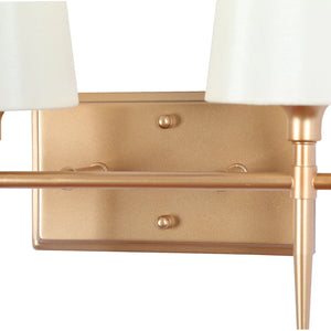 Barr Mid-Century Modern Gold 4-Light Fabric Shade Bathroom Vanity Light - L 29" x W 6.7" x H 12.2"