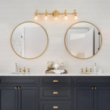 Bela Modern Gold 5-Light Bathroom Vanity Light Orb Glass Wall Sconces - L 35.4"xD7.1"xH 9.1"