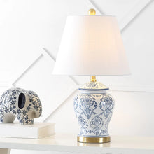 Billy 22.25" Traditional Classic Chinoiserie Ceramic LED Table Lamp, Blue/White - 1 Bulb