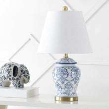 Billy 22.25" Traditional Classic Chinoiserie Ceramic LED Table Lamp, Blue/White - 1 Bulb