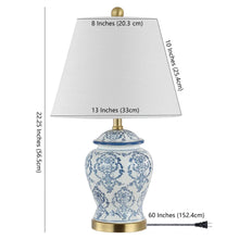 Billy 22.25" Traditional Classic Chinoiserie Ceramic LED Table Lamp, Blue/White - 1 Bulb