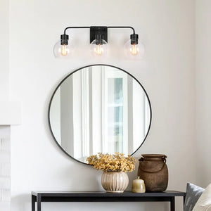 Black 3-Light Modern Bathroom Vanity Lights Glass Linear Wall Sconces - 24.5" L x 6" W x 9.5" H