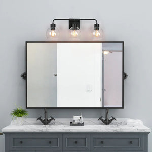 Black 3-Light Modern Bathroom Vanity Lights Glass Linear Wall Sconces - 24.5" L x 6" W x 9.5" H