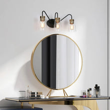 Black Bathroom Vanity Lights 3-Light Modern Vanity Fixture with Seeded Glass - 21.5" L x 6.5" W x 9" H