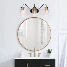 Black Bathroom Vanity Lights 3-Light Modern Vanity Fixture with Seeded Glass - 21.5" L x 6.5" W x 9" H